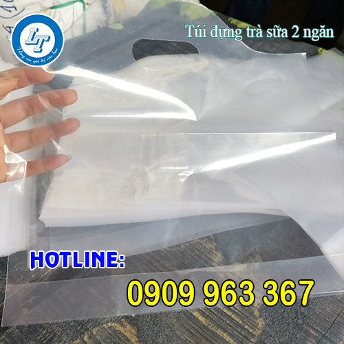 NƠI BỎ SỈ TÚI ĐỰNG TRÀ SỮA 1 LY, 2 LY, 1 NGĂN, 2 NGĂN túi đựng trà sữa có vách ngăn