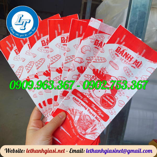 TÚI GIẤY ĐỰNG BÁNH MÌ IN SĂN túi giấy bánh mì