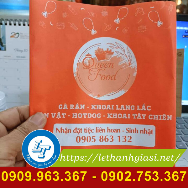 In túi giấy đựng gà rán giá nhanh, giá rẻ, đẹp cho cửa hàng tú giấy đựng gà rán