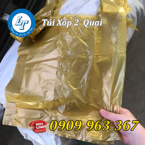 BỎ SỈ TÚI XỐP 2 QUAI CHO ĐẠI LÝ, CỬA HÀNG túi xốp zin gai màu vàng