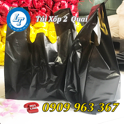 túi xốp 2 quai màu đen