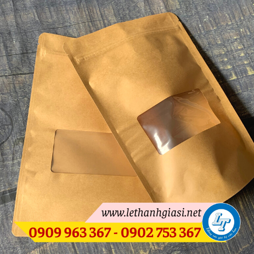 Bán sỉ giá rẻ túi zip giấy đựng thực phẩm túi zipper giấy kraft