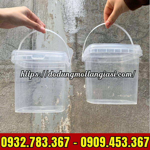 XÔ TRÀ SỮA VUÔNG 2 LÍT CÓ QUAI XÁCH SỈ CHO HÀNG QUÁN xô đựng trà sữa