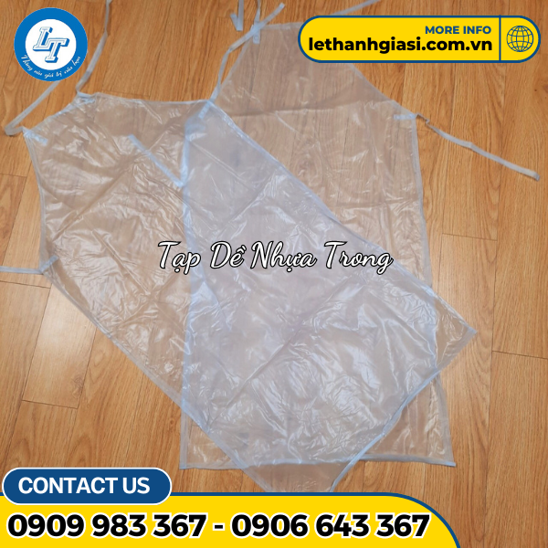 Tạp dề nhựa trắng cột dây Tạp dề nhựa trắng cột dây