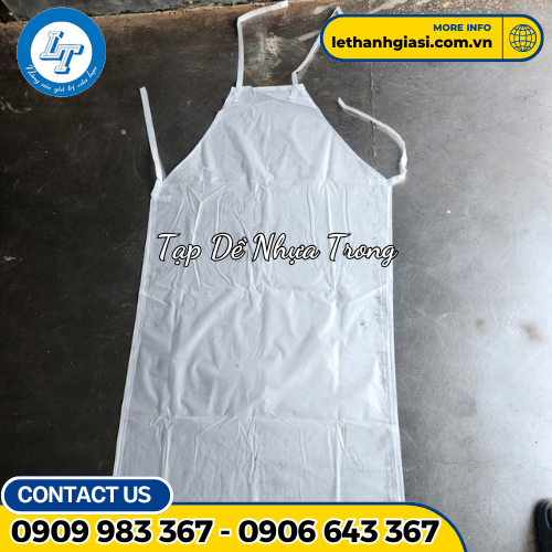 Tạp dề nhựa trắng cột dây 1 Tạp dề nhựa trắng cột dây 1