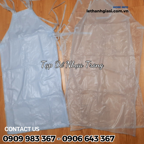 Tạp dề nhựa trắng cột dây 3 Tạp dề nhựa trắng cột dây 3