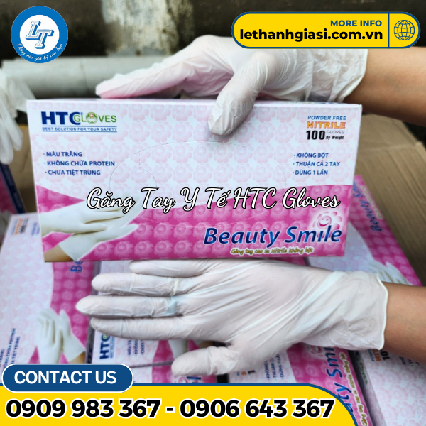 Găng tay y tế HTC Nitrile màu trắng không bột Găng tay y tế HTC Nitrile màu trắng không bột