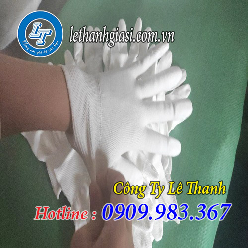găng tay phủ pu chống tĩnh điện xám, trắng miền nam găng tay thun phủ pu ngón tay