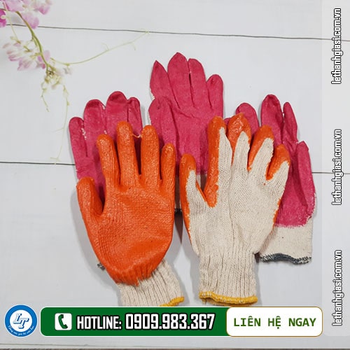 bao tay len nhúng nhựa phủ nguyên bàn cam, đỏ bao tay len nhúng nhựa phủ nguyên bàn cam, đỏ