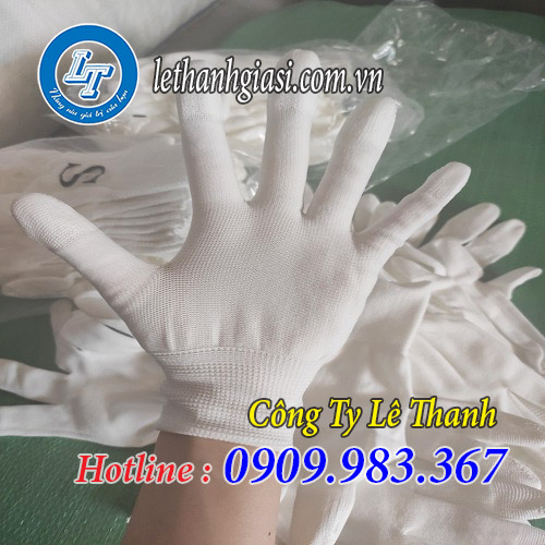 găng tay phủ pu chống tĩnh điện xám, trắng miền nam găng tay thun phủ pu ngón tay