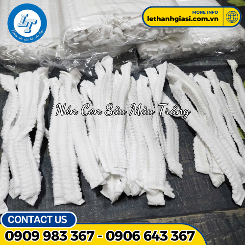 Nón con sâu màu trắng 3 Nón con sâu màu trắng 3