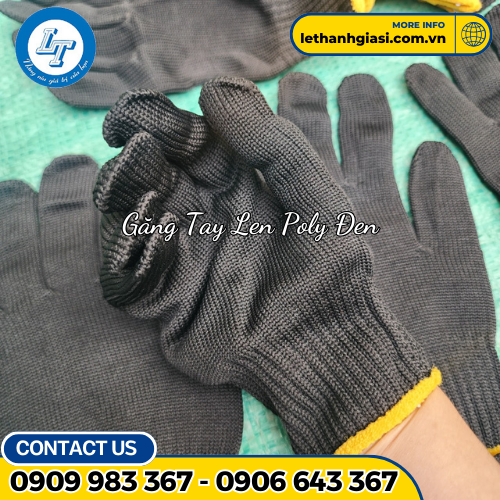 găng tay len poly màu đen găng tay len poly màu đen