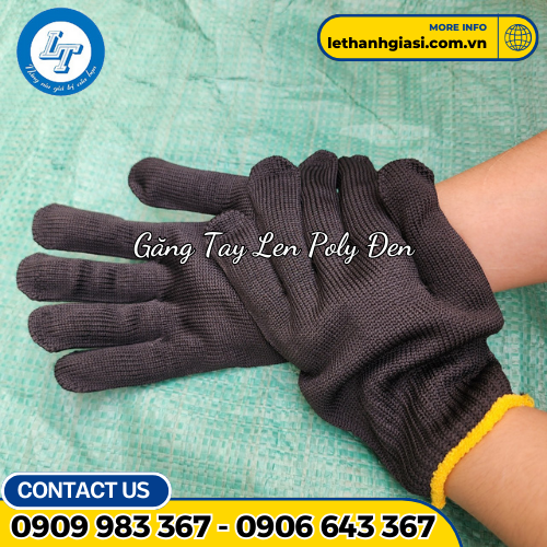 găng tay len poly màu đen 2 găng tay len poly màu đen 2