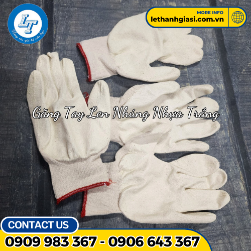 găng tay len nhúng nhựa trắng 1 găng tay len nhúng nhựa trắng 1