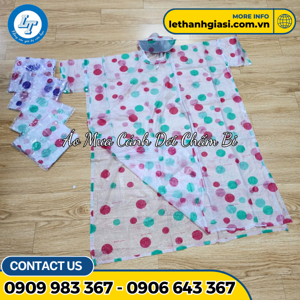 Áo mưa cánh dơi chấm bi Áo mưa cánh dơi chấm bi