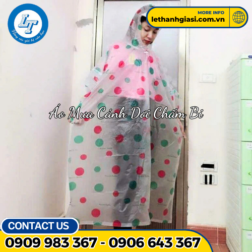 Áo mưa cánh dơi chấm bi 1 Áo mưa cánh dơi chấm bi 1