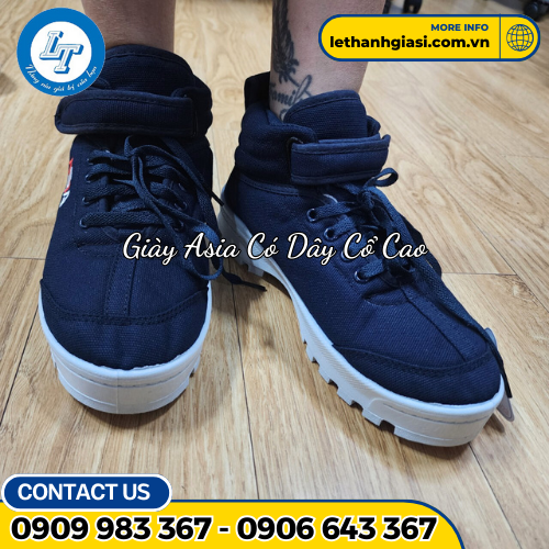 giày Asia cổ cao cột dây xanh đen mua sỉ giá tốt 2 giày Asia cổ cao cột dây xanh đen mua sỉ giá tốt 2