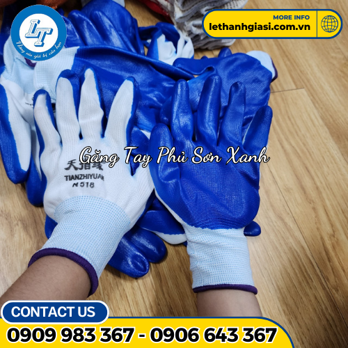 găng tay phủ sơn xanh 2 găng tay phủ sơn xanh 2