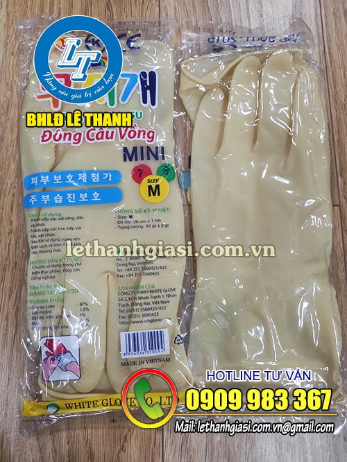 CÔNG TY CUNG CẤP GĂNG TAY CAO SU BẢO HỘ GIÁ RẺ CHẤT LƯỢNG găng tay cao su đông cầu vồng size M