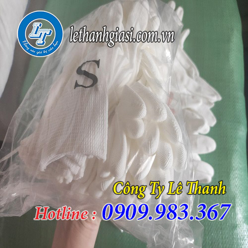 găng tay phủ pu chống tĩnh điện xám, trắng miền nam găng tay thun phủ pu ngón tay