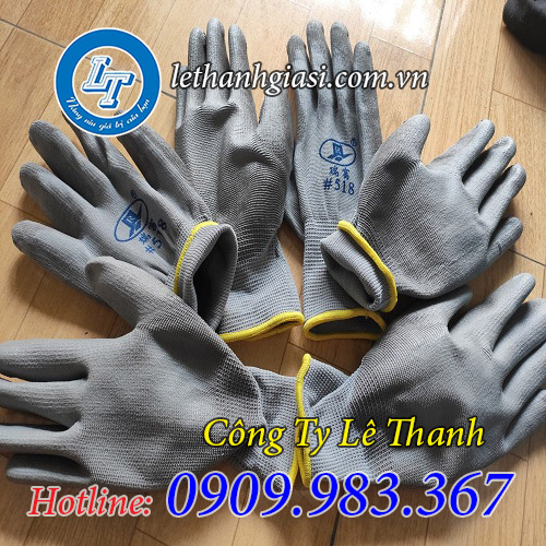 găng tay phủ pu chống tĩnh điện xám, trắng miền nam găng tay thun phủ pu lòng bàn tay