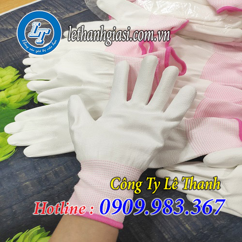 găng tay phủ pu chống tĩnh điện xám, trắng miền nam găng tay thun phủ pu lòng bàn tay
