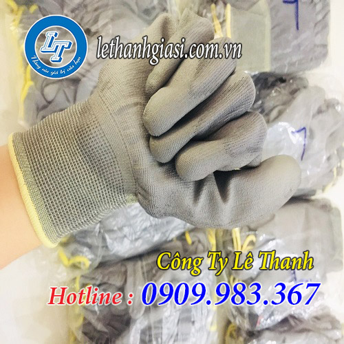 găng tay phủ pu chống tĩnh điện xám, trắng miền nam găng tay thun phủ pu lòng bàn tay