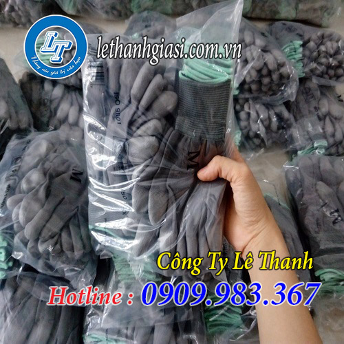 găng tay phủ pu chống tĩnh điện xám, trắng miền nam găng tay thun phủ pu ngón tay
