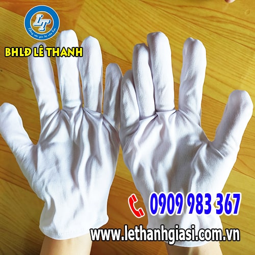 Găng tay vải thun trắng T9+1