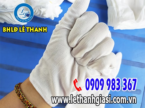Găng tay vải thun trắng L+2