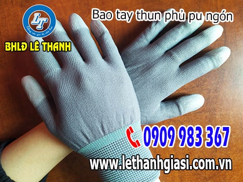 Găng tay bảo hộ thun phủ pu ngón Găng tay bảo hộ thun phủ pu ngón giá rẻ