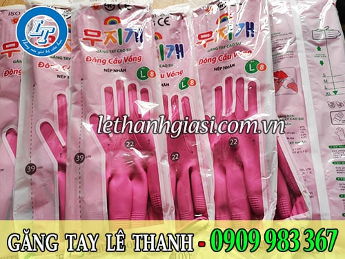 Găng tay cao su đông cầu vồng giá rẻ số 1 TPHCM Găng tay cao su đông cầu vồng màu hồng