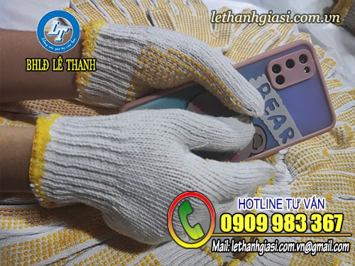 Sản xuất găng tay len phủ hạt nhựa đủ sie, giá rẻ TPHCM Găng tay len phủ hạt nhựa