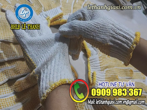 Sản xuất găng tay len phủ hạt nhựa đủ size, giá rẻ TPHCM Găng tay len phủ hạt nhựa