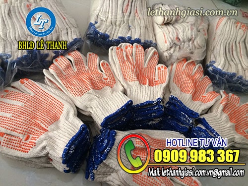 Sản xuất găng tay len phủ hạt nhựa đủ size, giá rẻ TPHCM Găng tay len phủ hạt nhựa màu cam