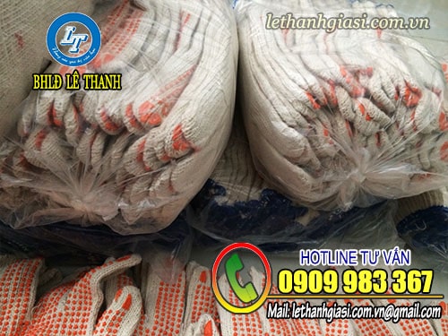 Sản xuất găng tay len phủ hạt nhựa đủ size, giá rẻ TPHCM Găng tay len phủ hạt nhựa màu cam