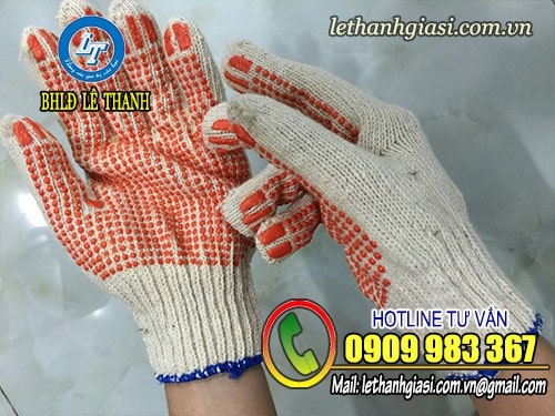 Sản xuất găng tay len nhúng nhựa đủ size, giá rẻ TPHCM Găng tay len nhúng nhựa cam