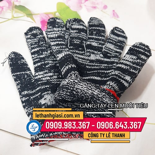 bỏ sỉ găng tay len muối tiêu viền đỏ 100g bỏ sỉ găng tay len muối tiêu viền đỏ 100g