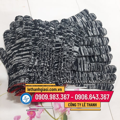 bỏ sỉ găng tay len muối tiêu viền đỏ 100g bỏ sỉ găng tay len muối tiêu viền đỏ 100g