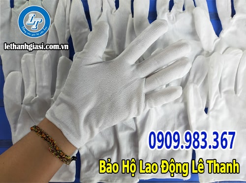 Găng tay vải cotton trắng L+2 giá rẻ Lê Thanh
