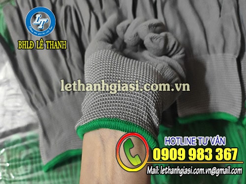 Xưởng bao tay vải thun mỏng TPHCM Găng tay vải mỏng màu xám có viền cổ tay
