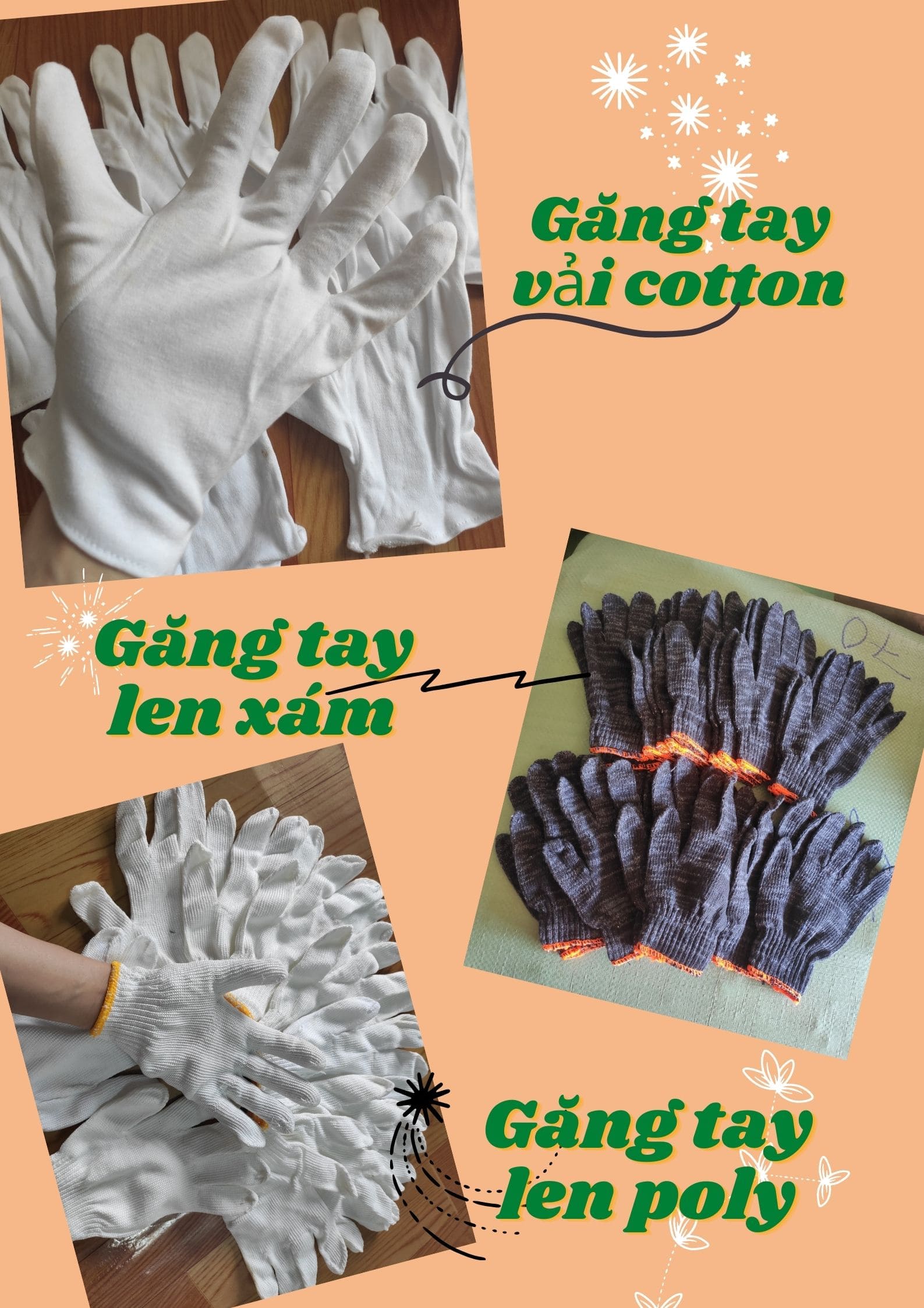 Cơ sở cắt may găng tay vải, bao tay len theo yêu cầu Găng tay