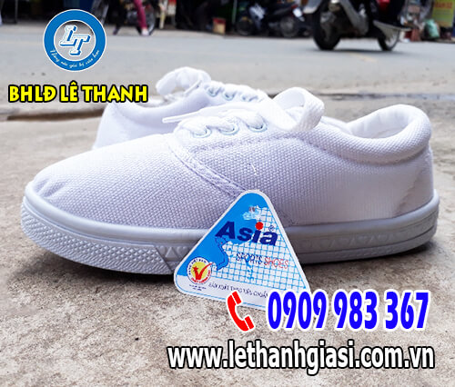 Giày asia trắng cột dây