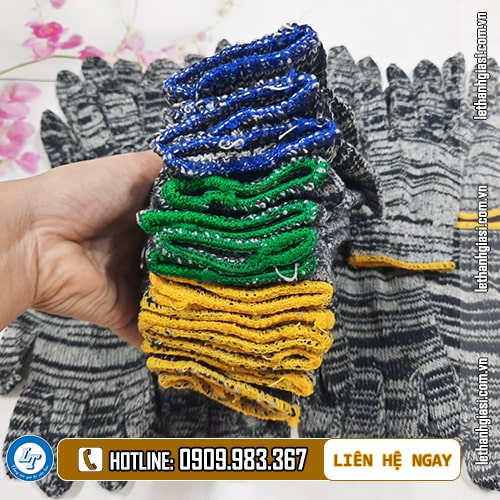 bỏ sỉ găng tay len muối tiêu viền xanh, đỏ, vàng bỏ sỉ găng tay muối tiêu