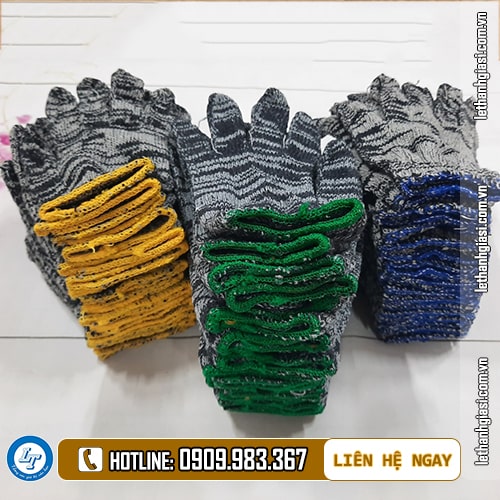 bỏ sỉ găng tay len muối tiêu viền xanh, đỏ, vàng bỏ sỉ găng tay muối tiêu