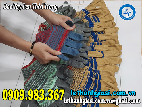 bao tay len thời trang - sợi len thiên nhiên pha cotton, poly len thời trang