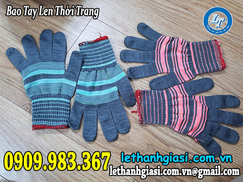 bao tay len thời trang - sợi len thiên nhiên pha cotton, poly len thời trang