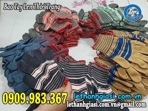 bao tay len thời trang - sợi len thiên nhiên pha cotton, poly len thời trang