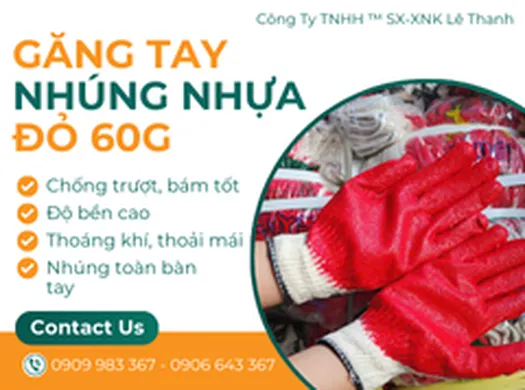 GĂNG TAY NHÚNG NHỰA ĐỎ 60G hàng loại 1 giao sỉ giá ưu đãi