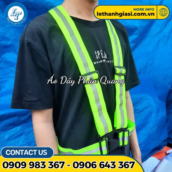 Áo Dây Phản Quang Xanh
